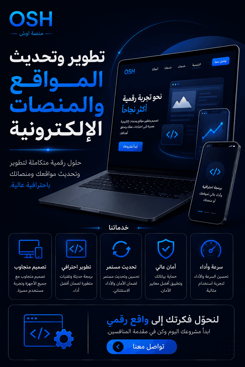 تطوير وتحديث المواقع والمنصات الإلكترونية